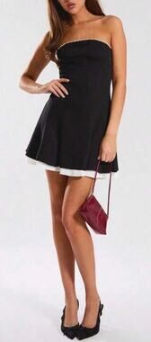 New with Tags Musera Black Layered Strapless Mini Dress